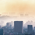 Chengdu skyline panorama aerial view with clouds on the city