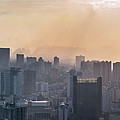 Chengdu skyline panorama aerial view with clouds on the city